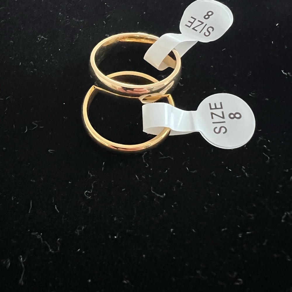 18k gold filled in S. Steel Band Ring set